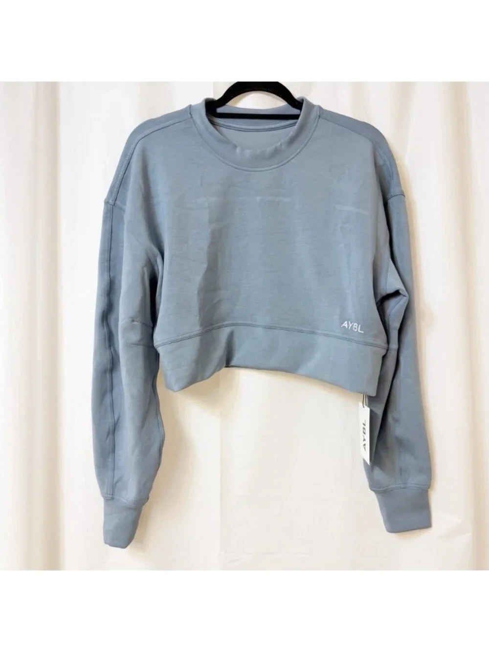 AYBL Oversized Cropped Jumper Sweatshirt Blue Small NWT